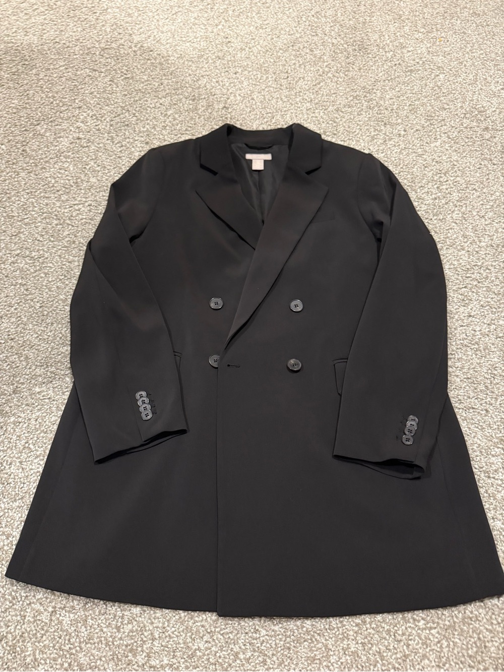 Double-Breasted Black Dress Coat